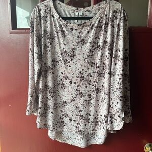 Elle Cream and Purple Floral Blouse